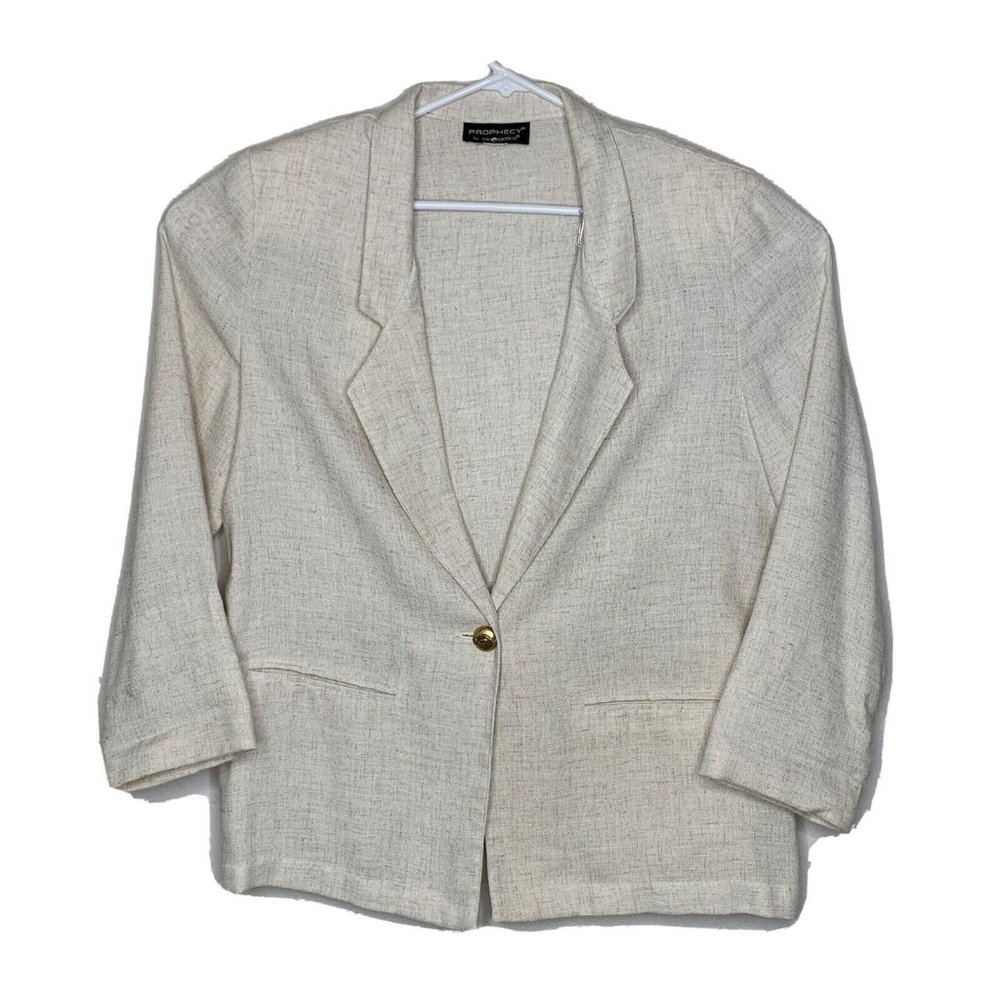 Prophecy Sag Harbor Women Blazer Linen Blend One Button Front See Measurements